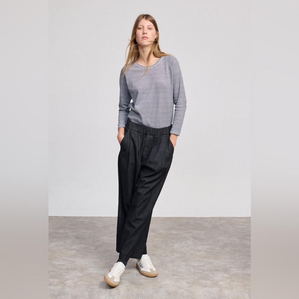 NWT Beatriz Furest Walter Denim Black Wide-Leg Trousers made in Spain - Picture 2 of 13
